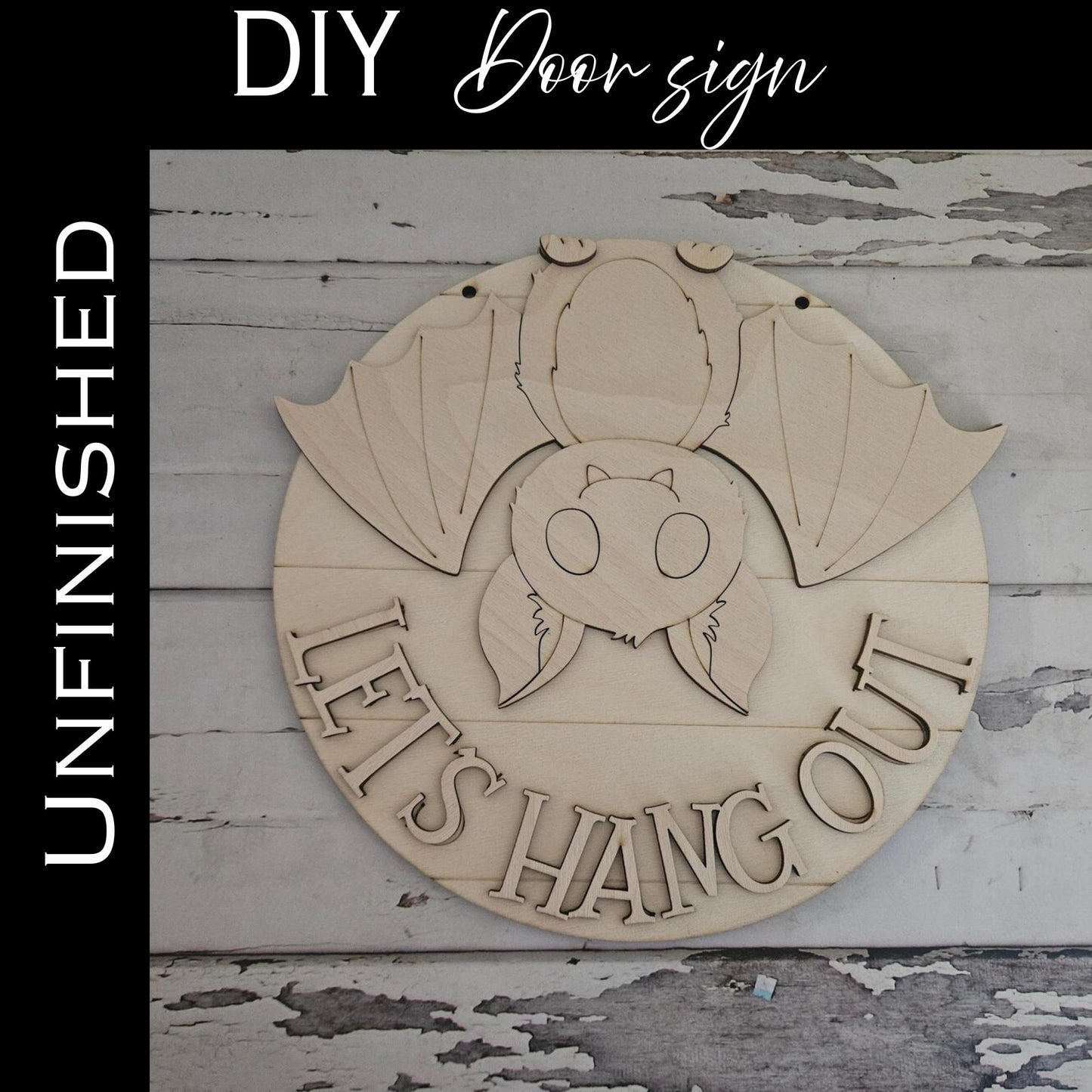 DIY Halloween Pumpkin Door Hanger Blank: Unfinished Birch Wood
