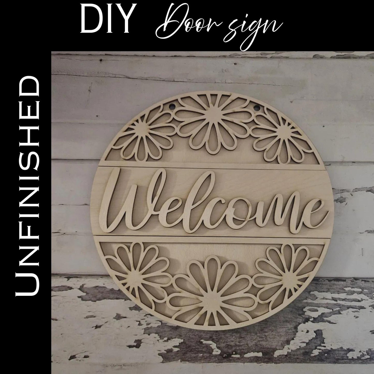 DIY Welcome Door Sign – Unfinished Wood Craft Kit