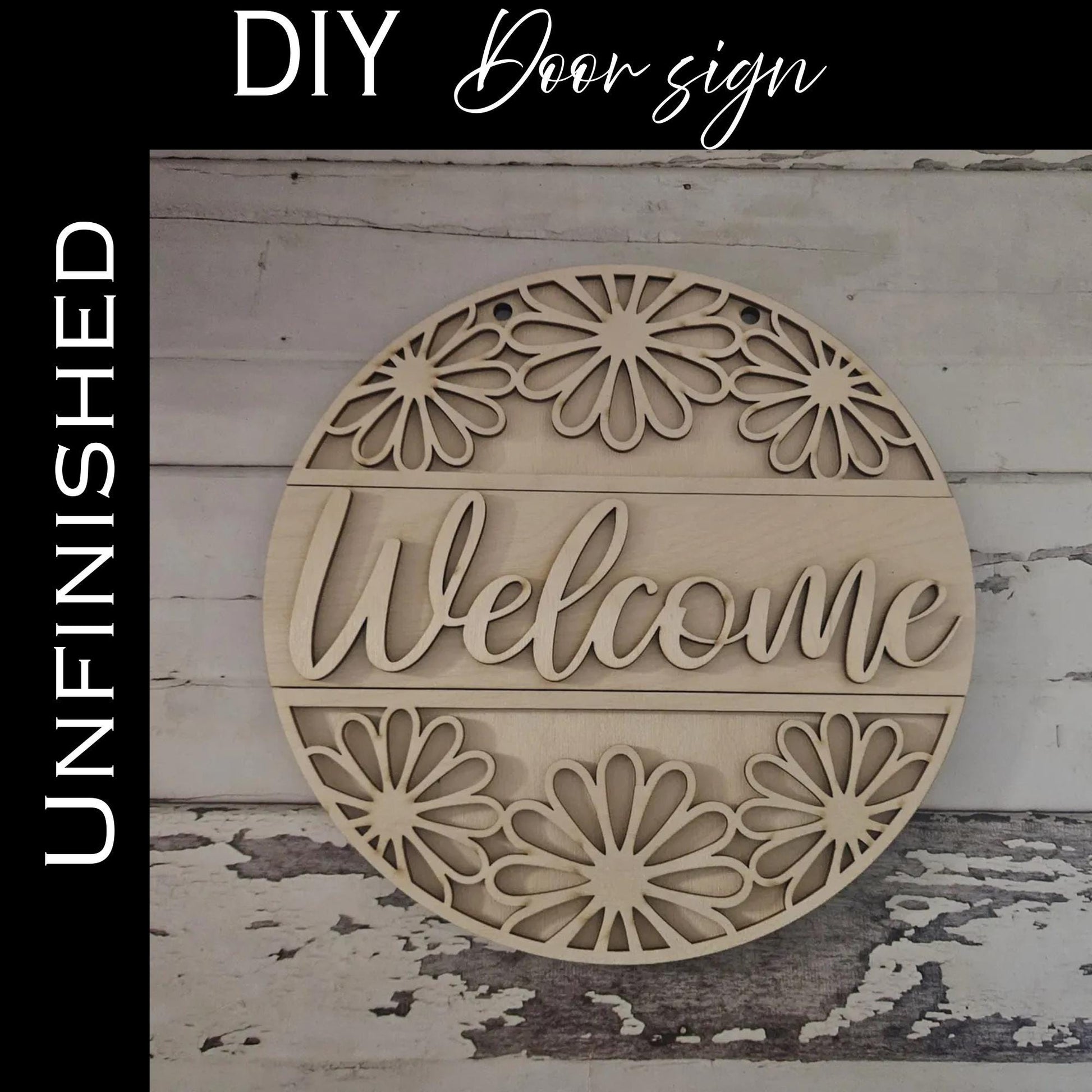 DIY Welcome Door Sign – Unfinished Wood Craft Kit
