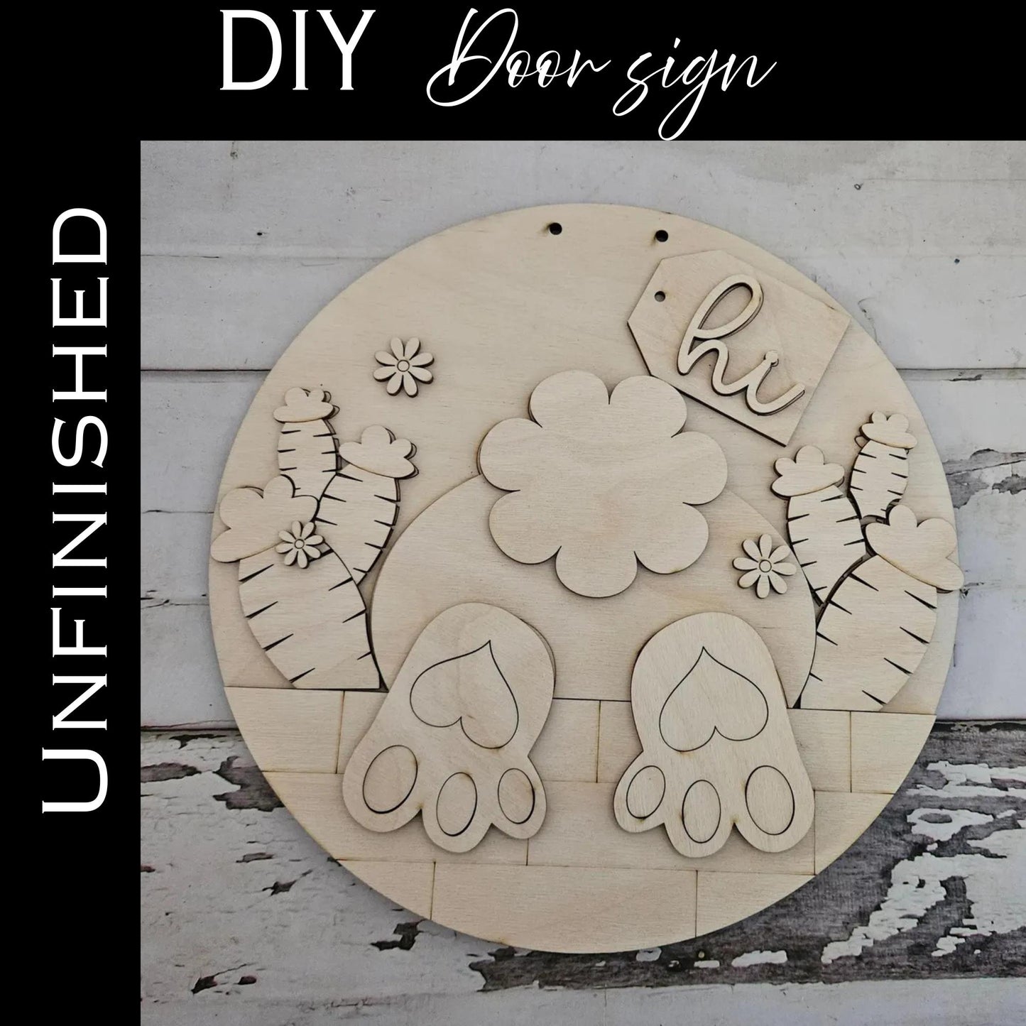 DIY Easter Bunny Door Hanger Kit – Unfinished Wood Spring Decor