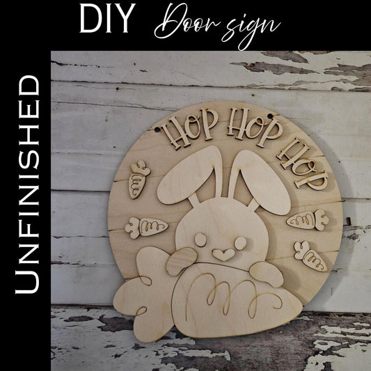 DIY Easter Bunny Door Hanger Kit - Unfinished Wood Craft