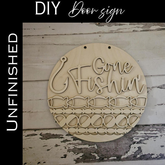 DIY Fishing Door Hanger Kit – Unfinished Wood Round