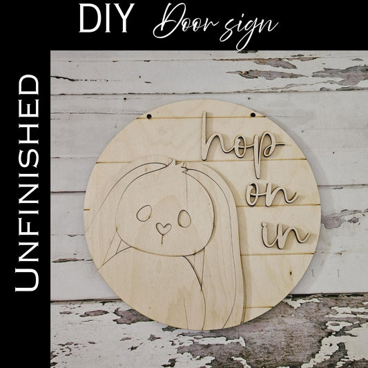 DIY Easter Bunny Door Hanger - Unpainted Birch Wood Craft Kit