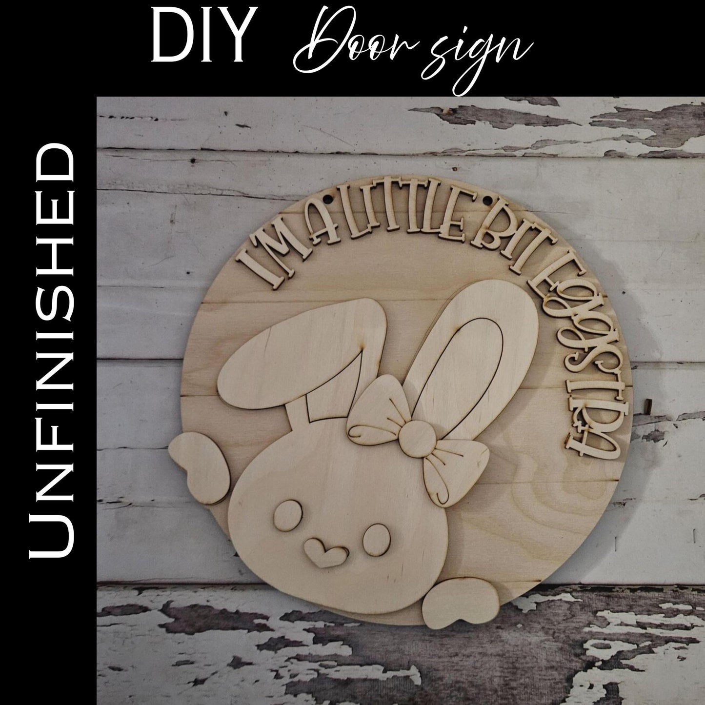 DIY Easter Bunny Door Hanger Kit - Unfinished Birch Wood Sign