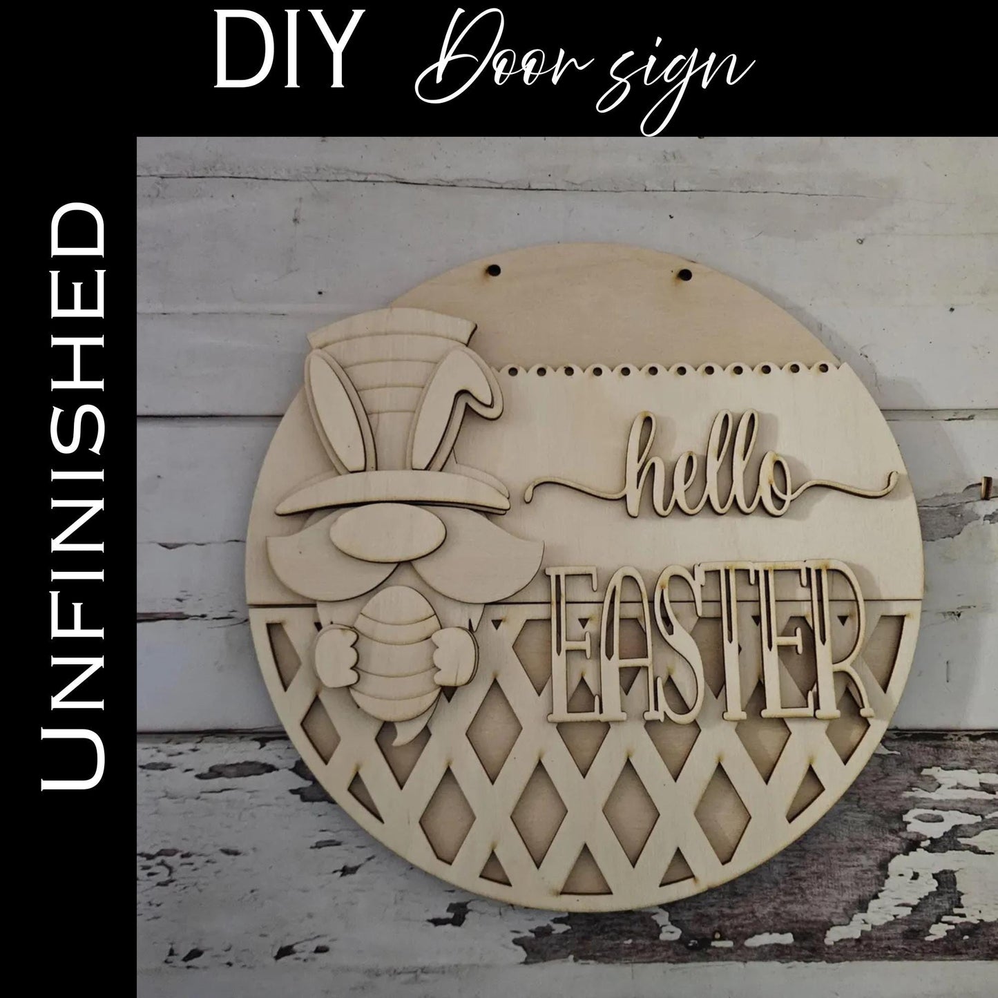 DIY Easter Gnome Door Hanger – Unfinished Birch Wood Craft Kit