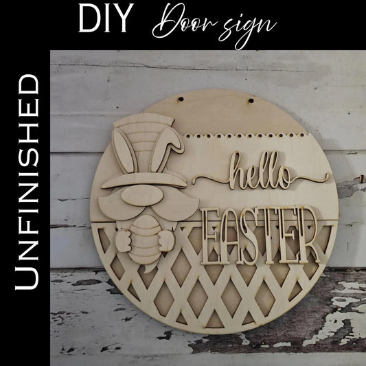 DIY Easter Gnome Door Hanger – Unfinished Birch Wood Craft Kit