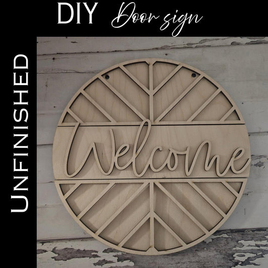 DIY Welcome Door Sign – Unfinished Wood, Home Decor