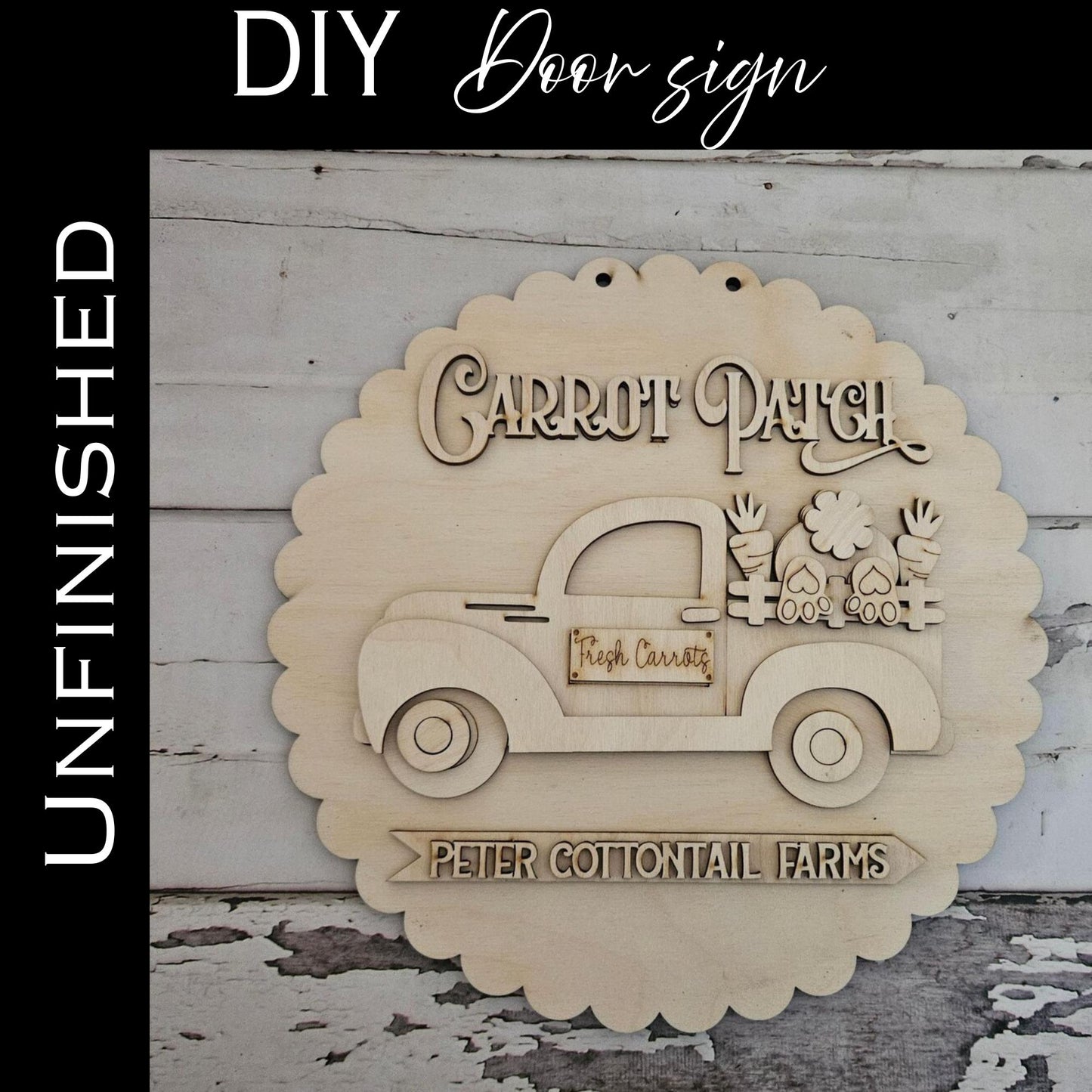 DIY Easter Door Hanger Kit - Unpainted Birch Wood Craft