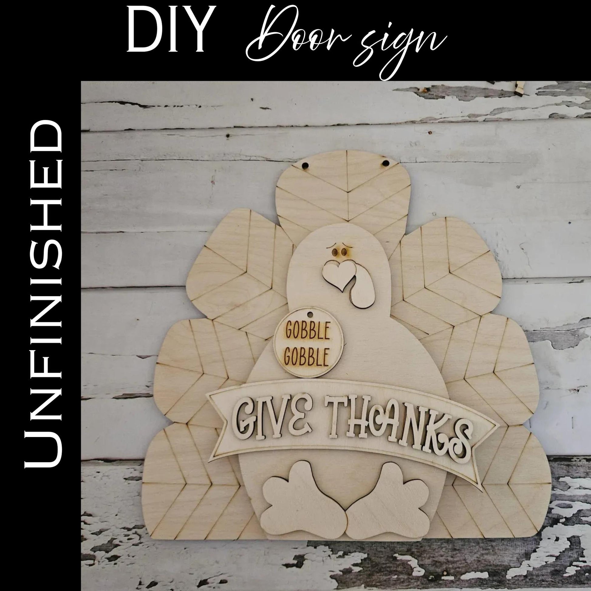 DIY Thanksgiving Turkey Door Hanger Wood Blank - Fall Decor