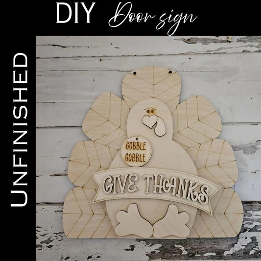 DIY Thanksgiving Turkey Door Hanger Wood Blank - Fall Decor