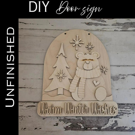 DIY Winter door sign; Make your own polar bear decor