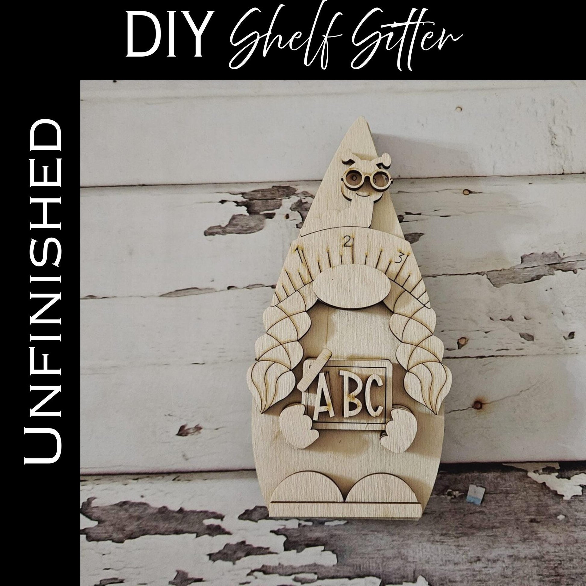Teacher Gnome Wood Blank, DIY School Shelf Sitter Decor