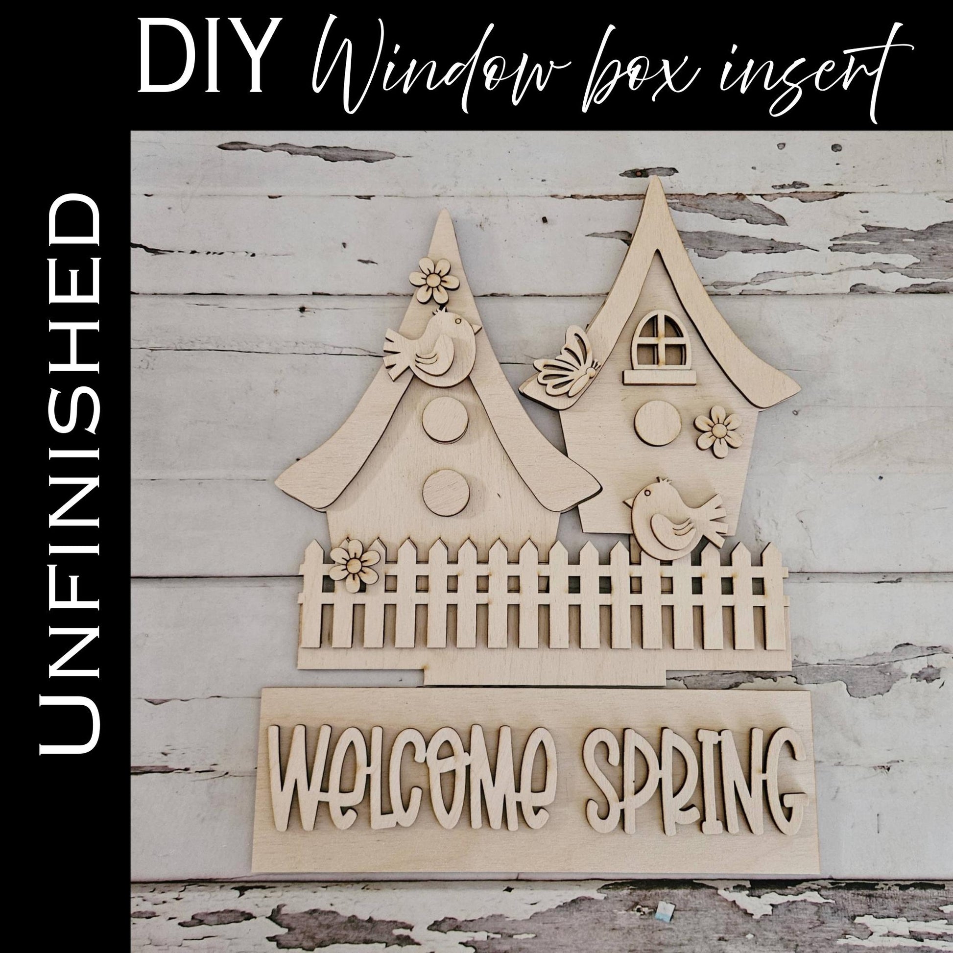 DIY Spring window box interchangeable sign, Make your own interchangeable decor