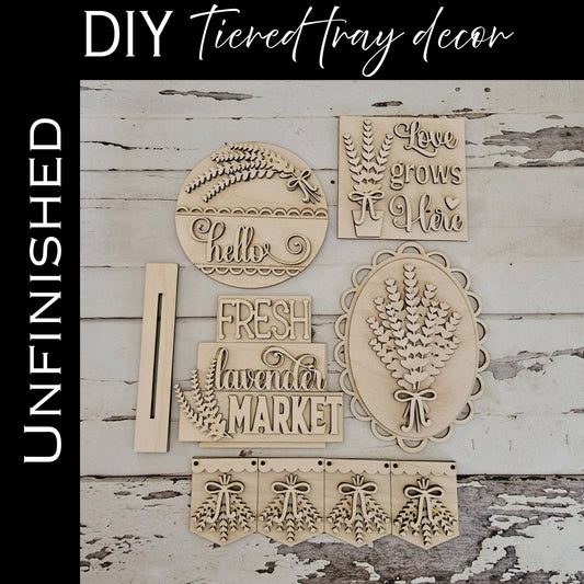 DIY Lavender tiered tray decor, Make your own Flower home decor