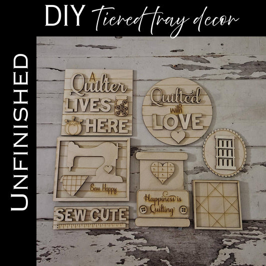 DIY Tiered Tray Decor Blanks, Craft Wood Signs Kit