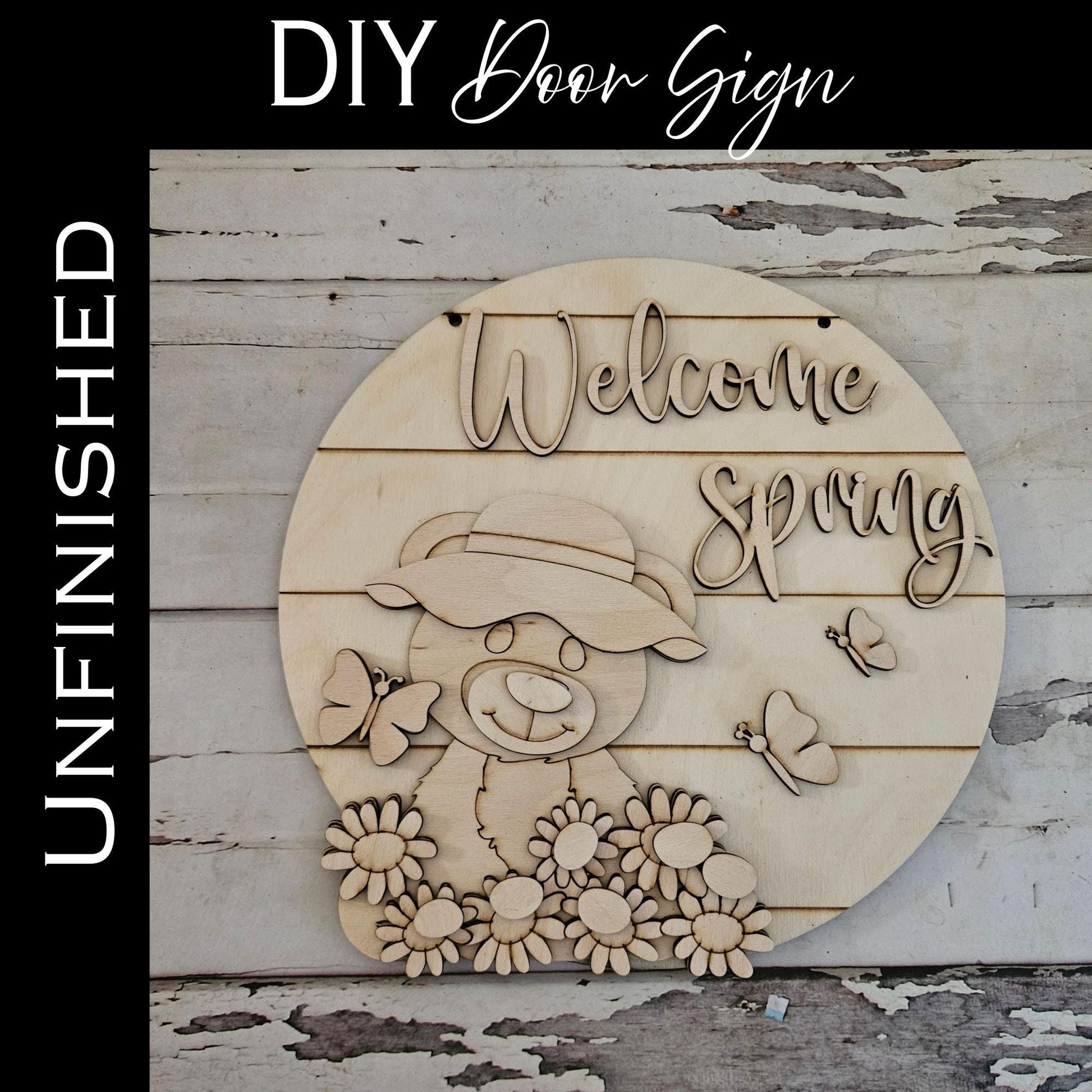 DIY Easter Bunny Door Hanger Kit – Unfinished Wood Spring Decor