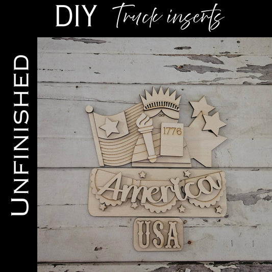 DIY 4th of July Truck insert shelf sitter, Make your own Patriotic home decor