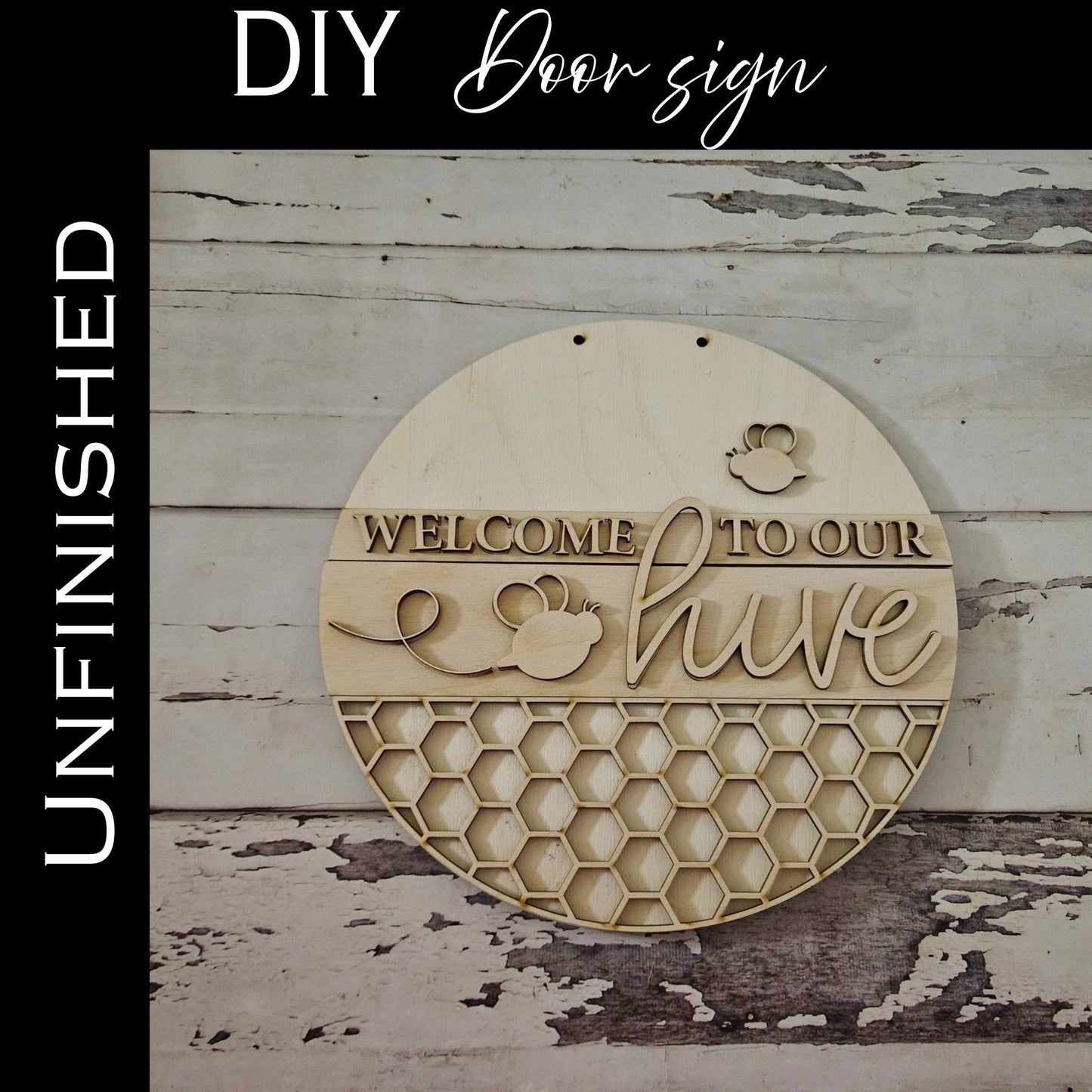 Bee Door Hanger Blank | Summer DIY Wood Decor Kit