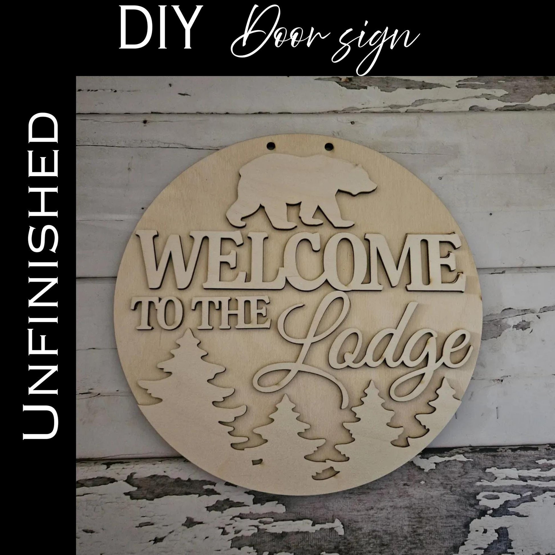 DIY Camping Door Hanger – Unfinished Wood Round, Lodge Decor