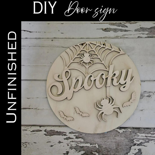 DIY Halloween Door Hanger Blank | Spooky Spider & Bats