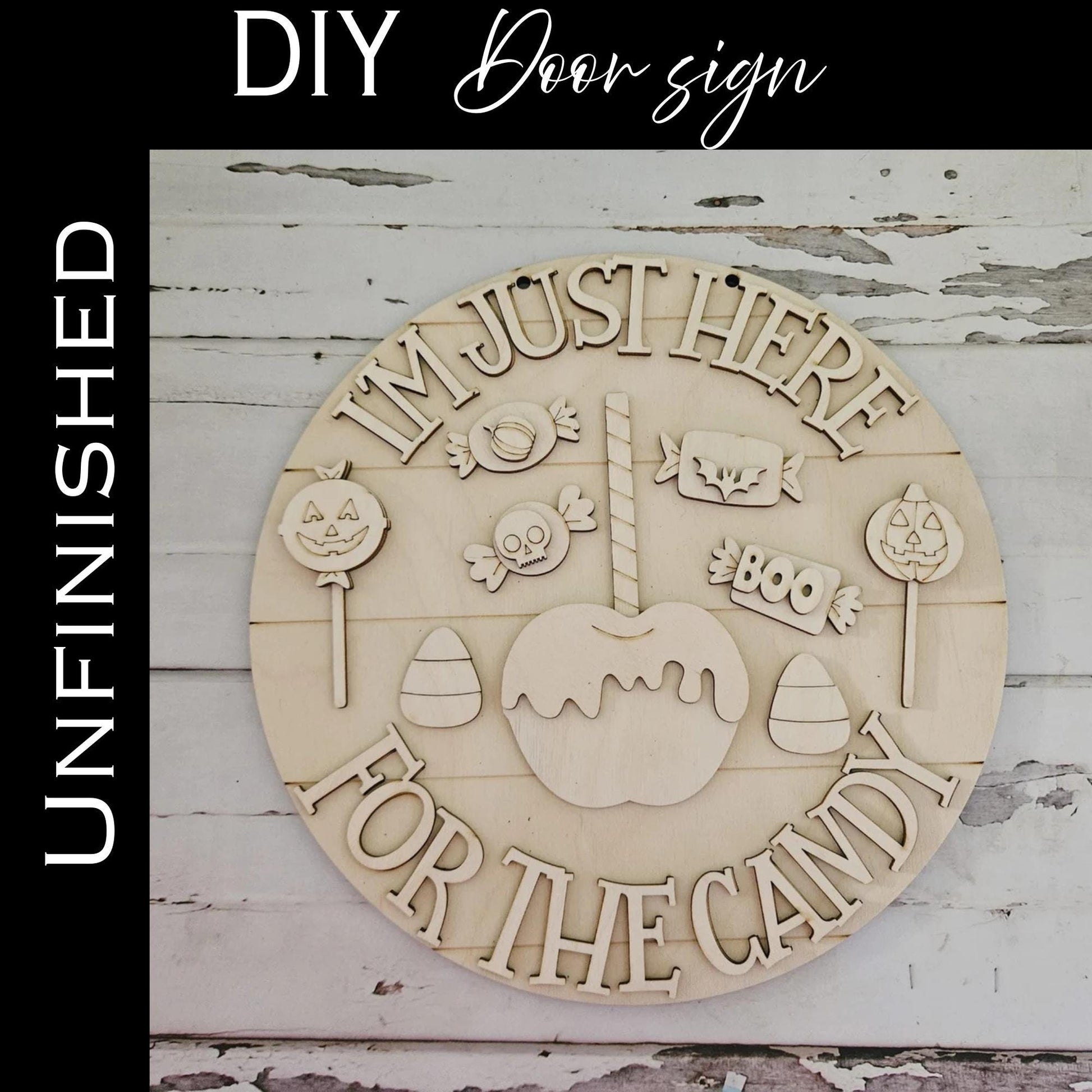Halloween Candy Door Hanger Blank | DIY Unfinished Wood Decor
