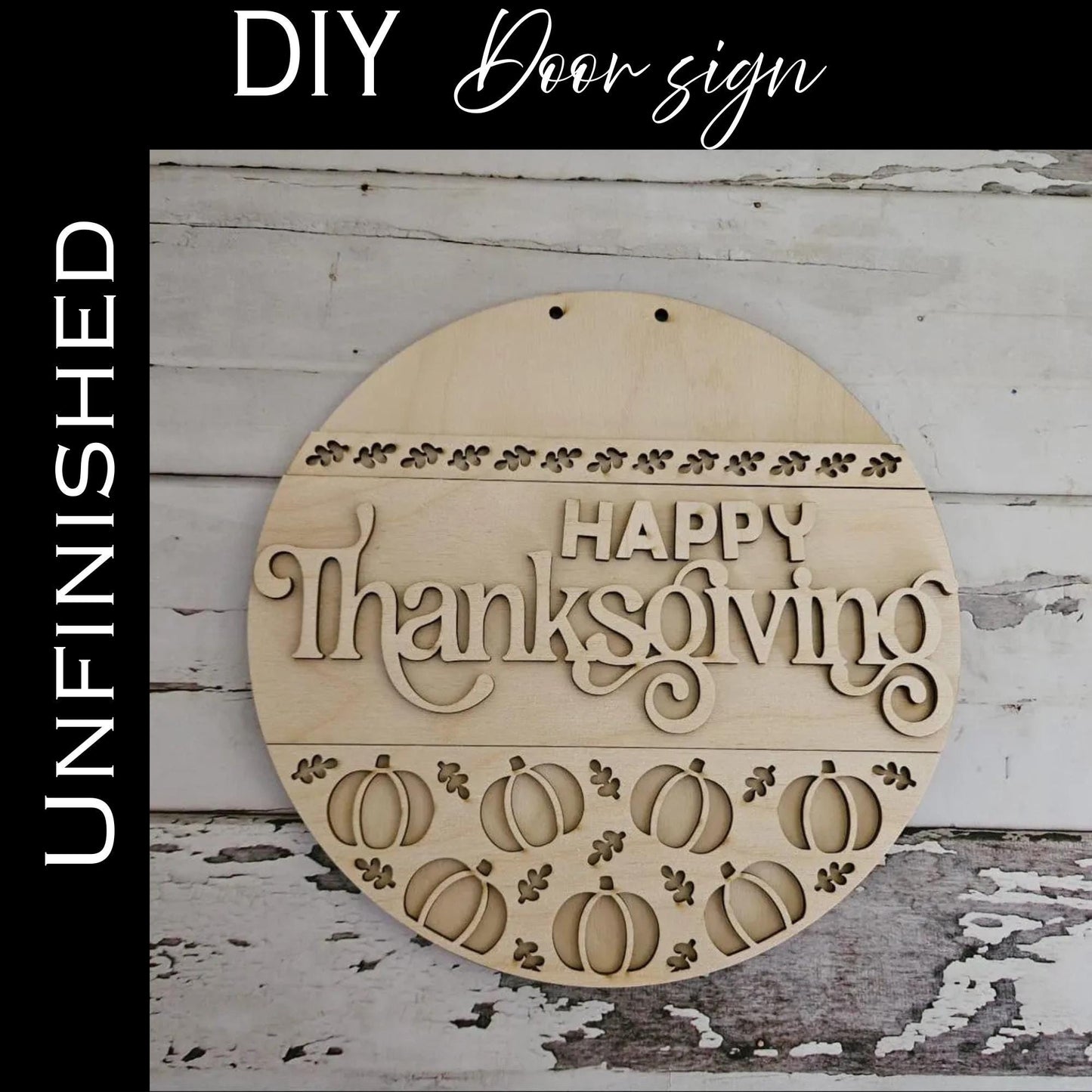 DIY Thanksgiving Wood Door Hanger Blank - Fall Decor Craft