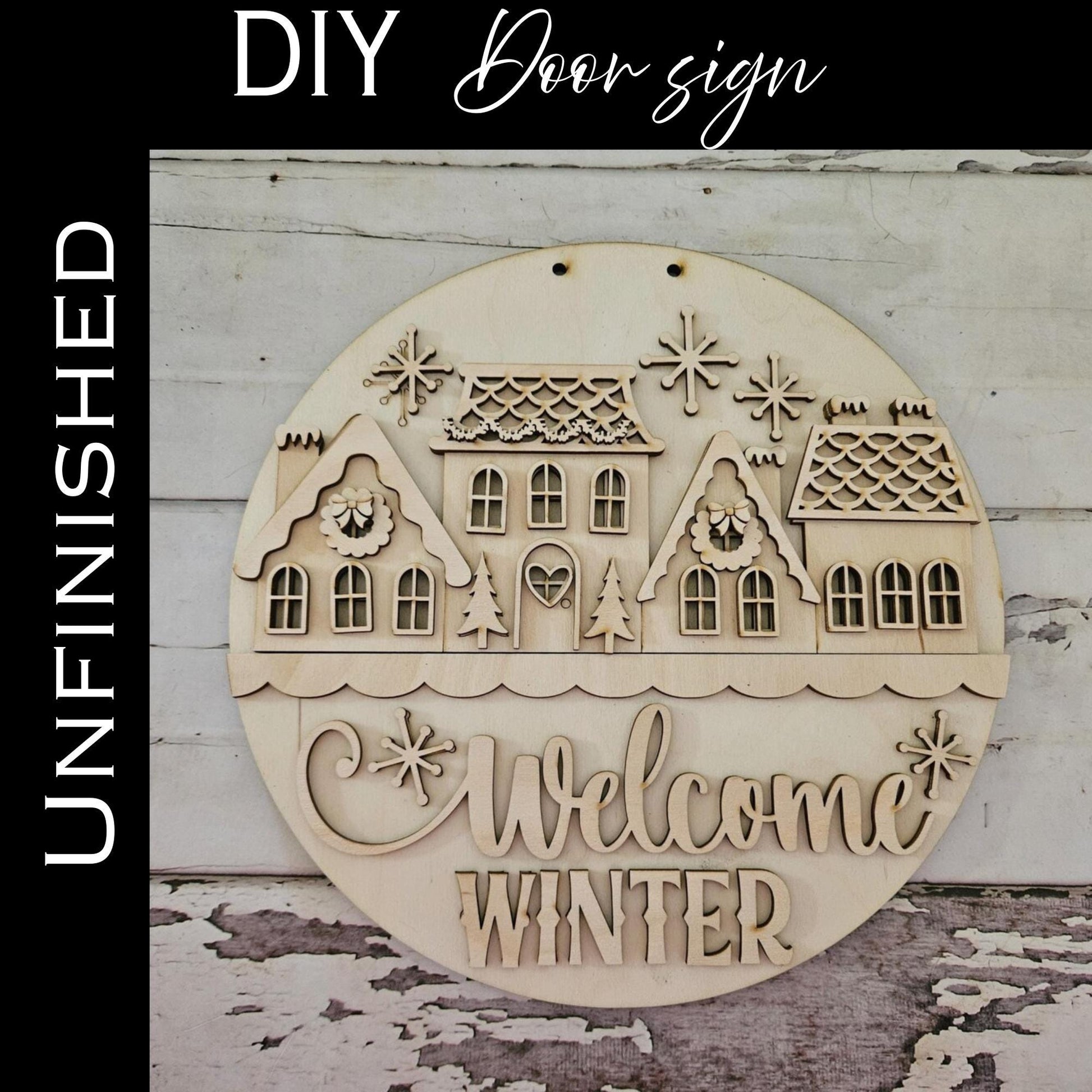 DIY Winter door sign; Wood blanks