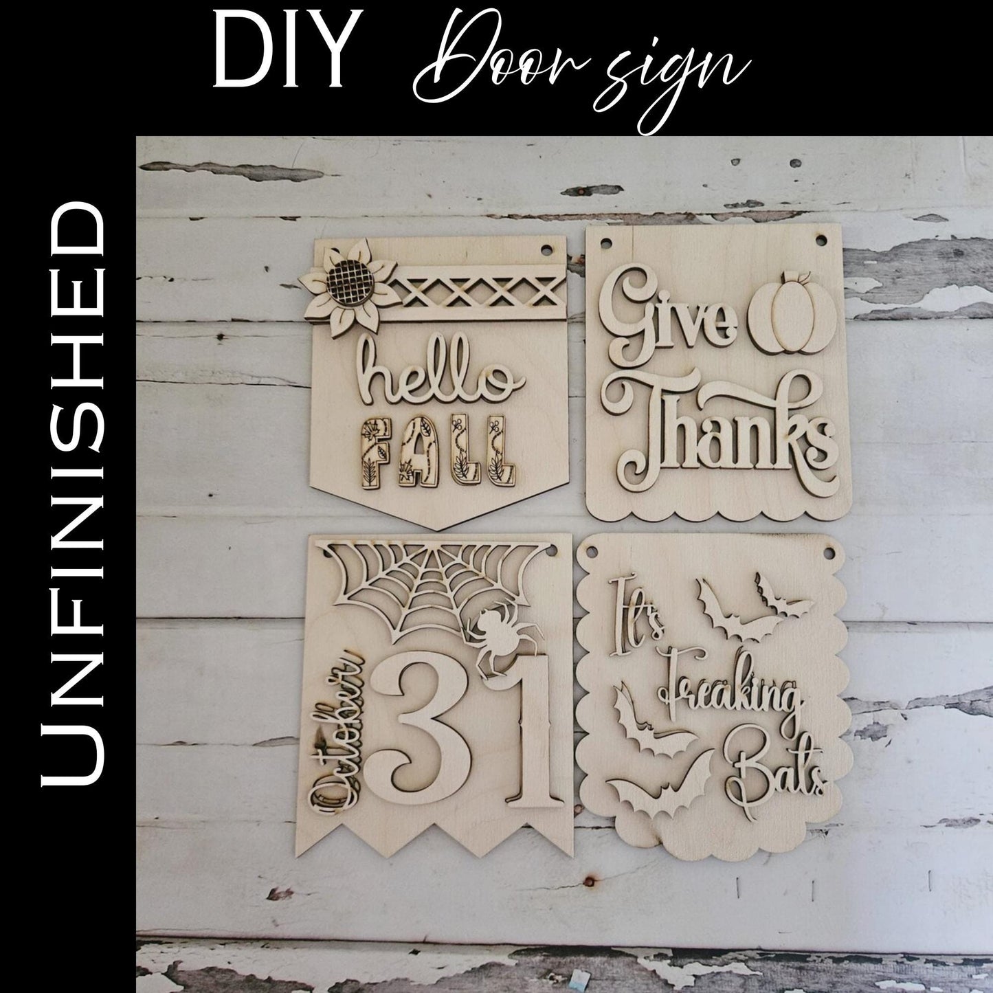 DIY Halloween Door Hanger Blank | Birch Wood Fall Decor