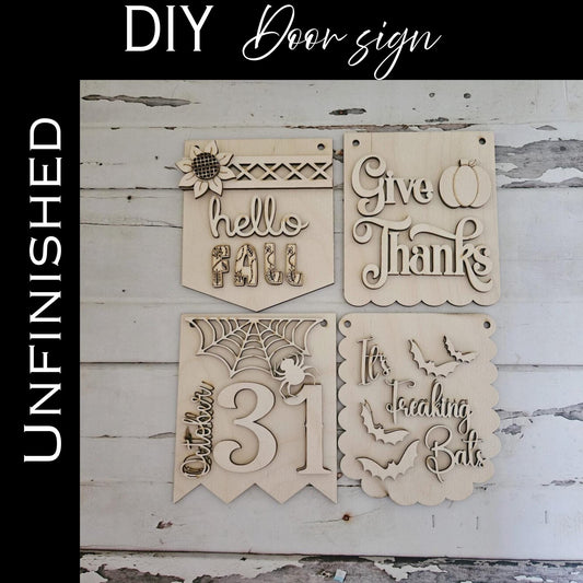 DIY Halloween Door Hanger Blank | Birch Wood Fall Decor