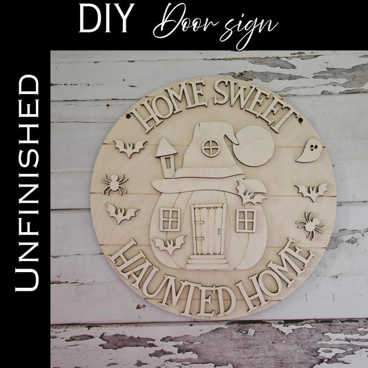 DIY Halloween Door Hanger Blank | Pumpkin Haunted House