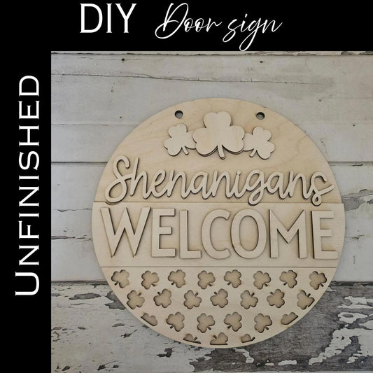 DIY St Patrick's Day Door Hanger - Unpainted Wood Craft