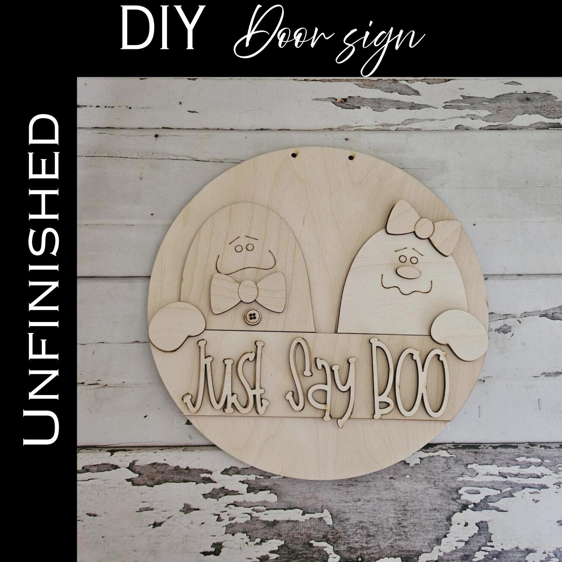 DIY Halloween Ghost Door Sign: Unfinished Wood Blank