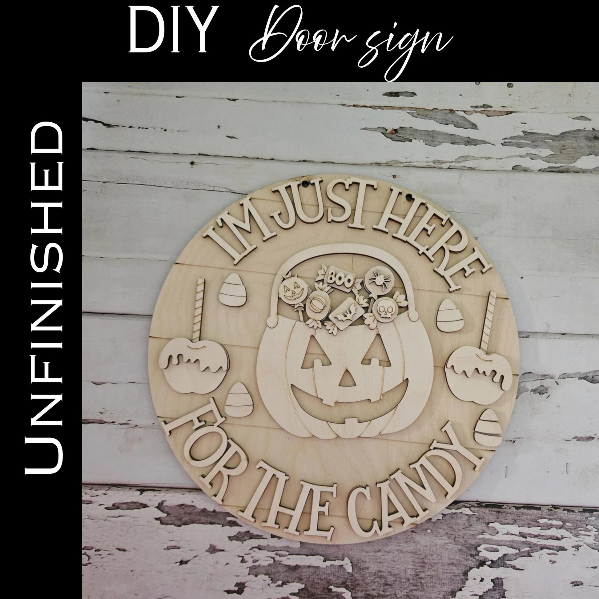 Halloween Pumpkin Door Hanger Blank | DIY Birch Wood