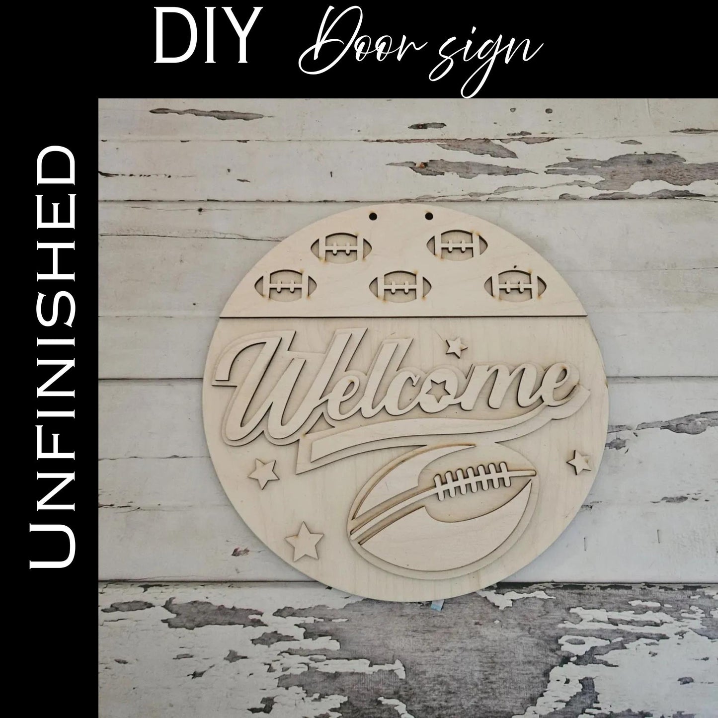 DIY Football Door Hanger: Unpainted Wood Sign Craft