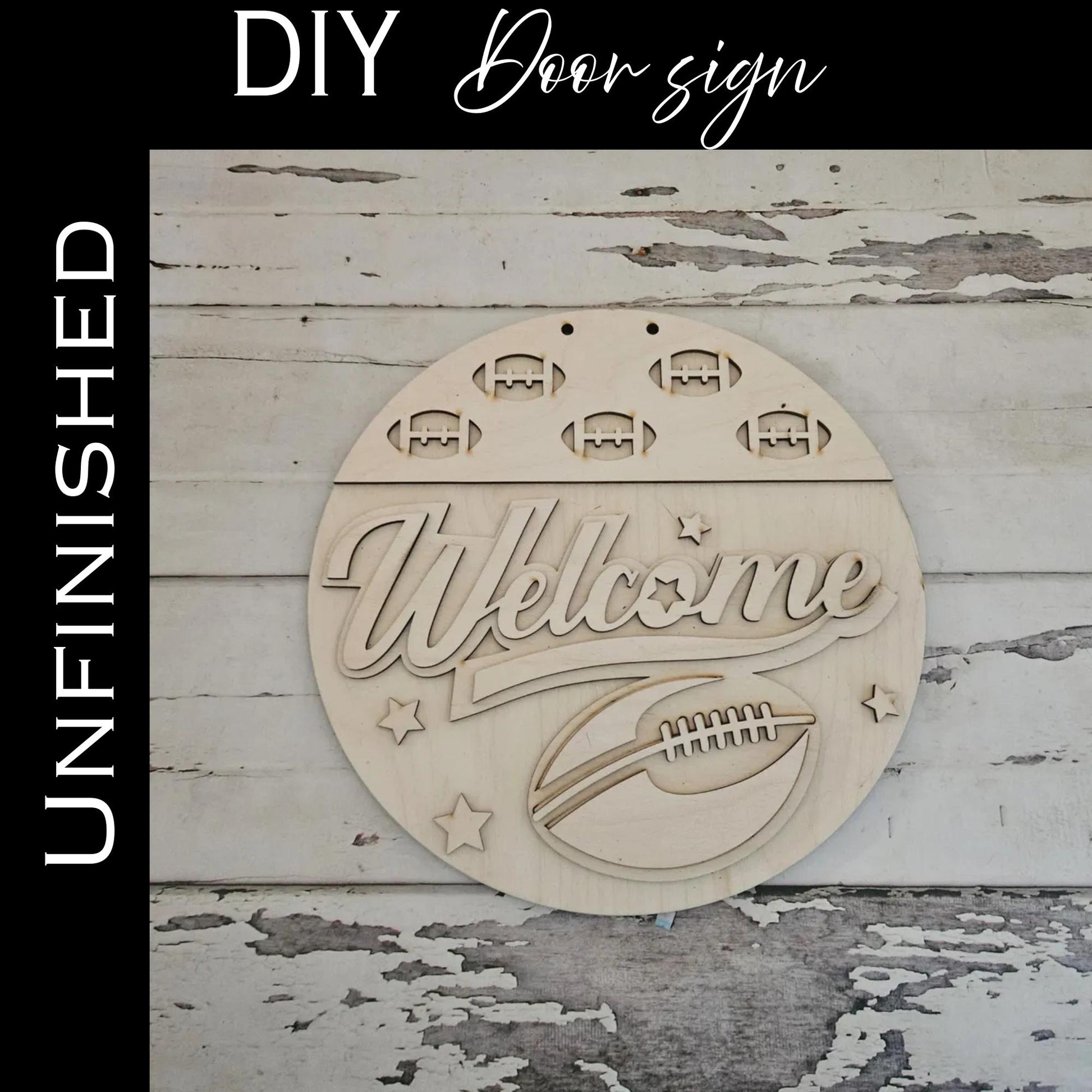 DIY Football Door Hanger: Unpainted Wood Sign Craft