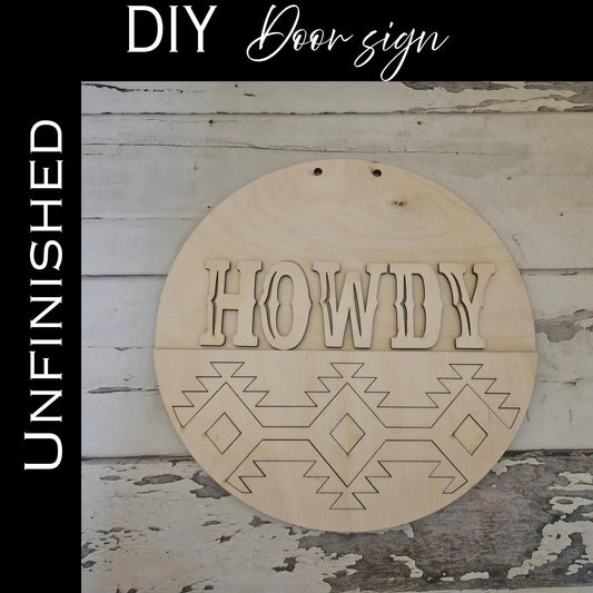 DIY 'Howdy' Door Sign – Unfinished Wood Craft Kit