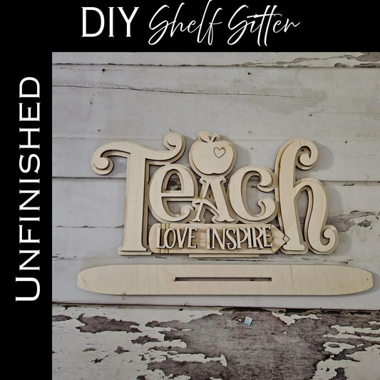 DIY Teacher Gnome Wood Shelf Sitter Blank, School Decor