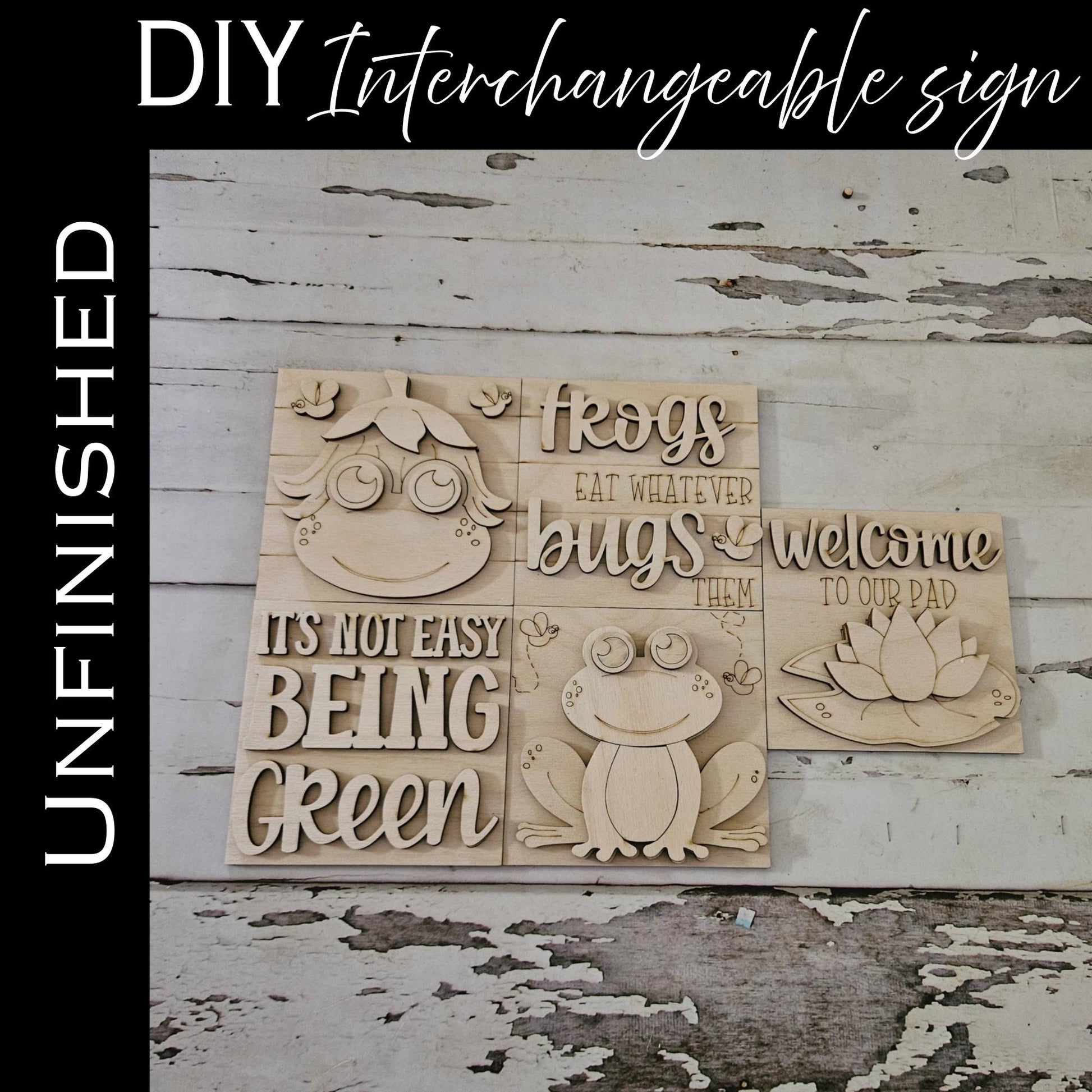DIY Frog interchangeable sing, Make your own summer tiered tray decor