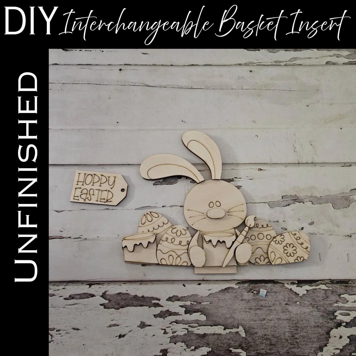 DIY Easter Interchangeable Basket Wood Blank: Tiered Tray Decor