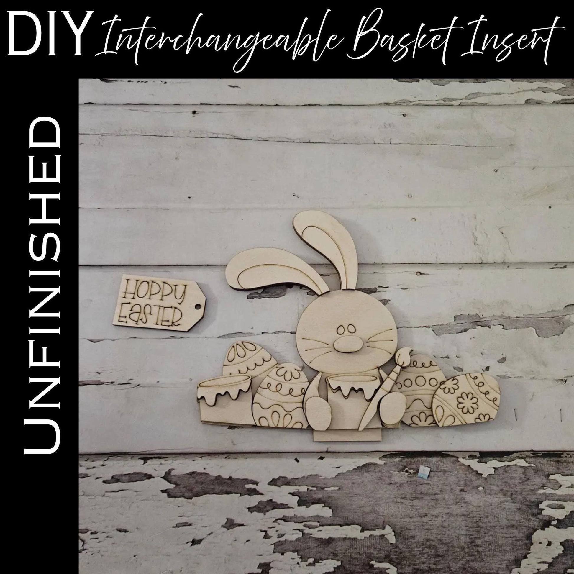 DIY Easter Interchangeable Basket Wood Blank: Tiered Tray Decor