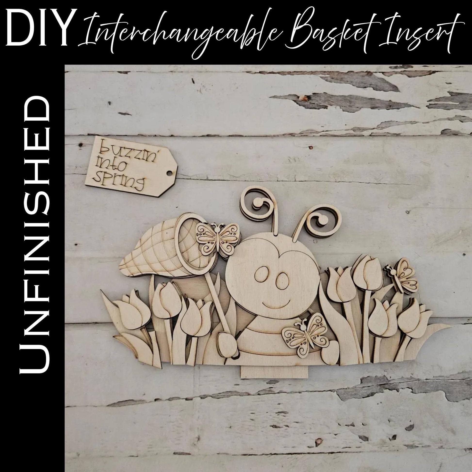 DIY Easter Interchangeable Basket Wood Blank: Spring Tiered Tray Decor