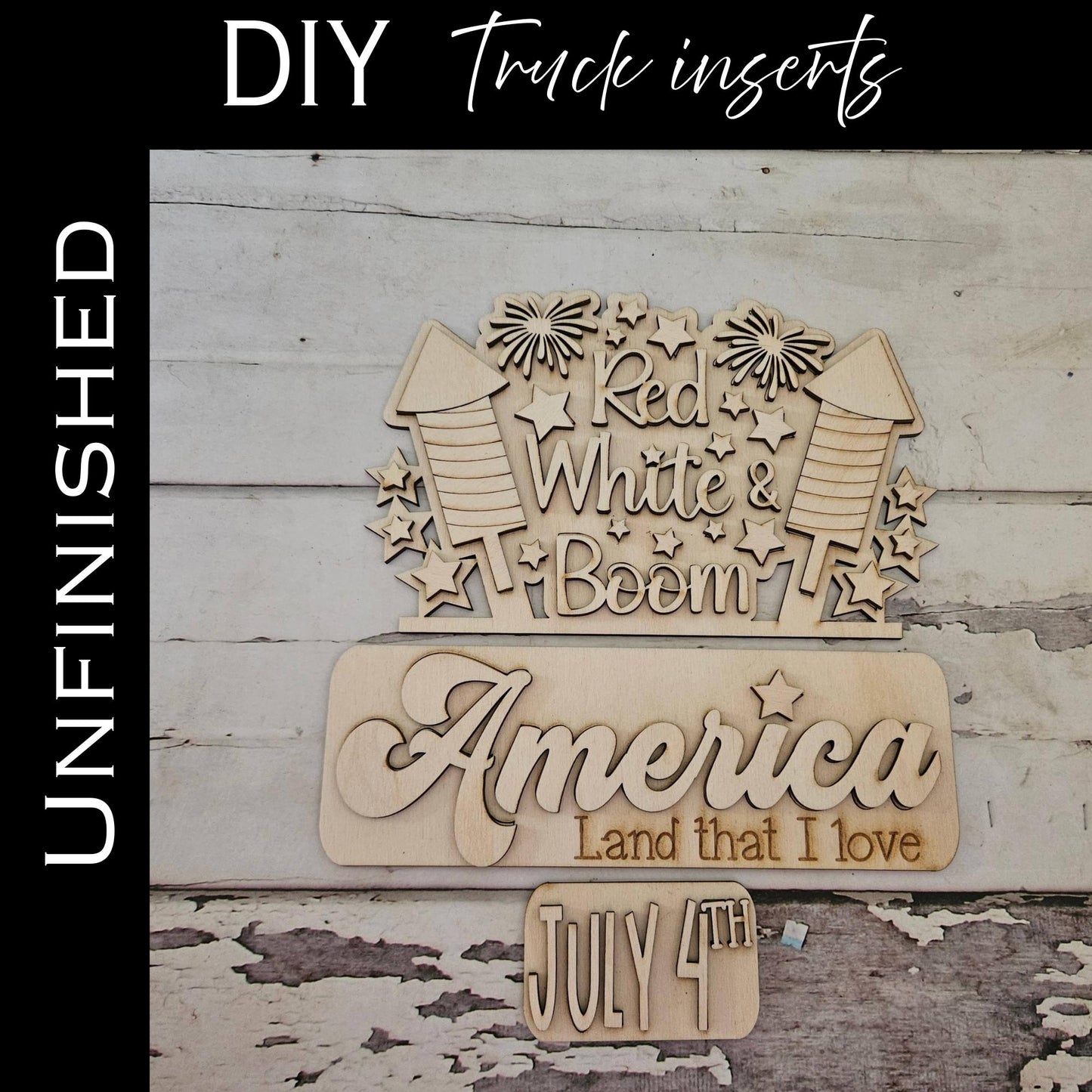 DIY 4th of July Truck insert shelf sitter, Make your own Patriotic home decor