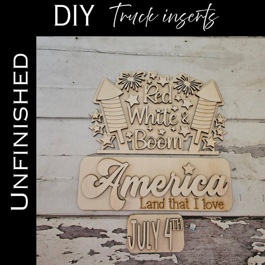 DIY 4th of July Truck insert shelf sitter, Make your own Patriotic home decor