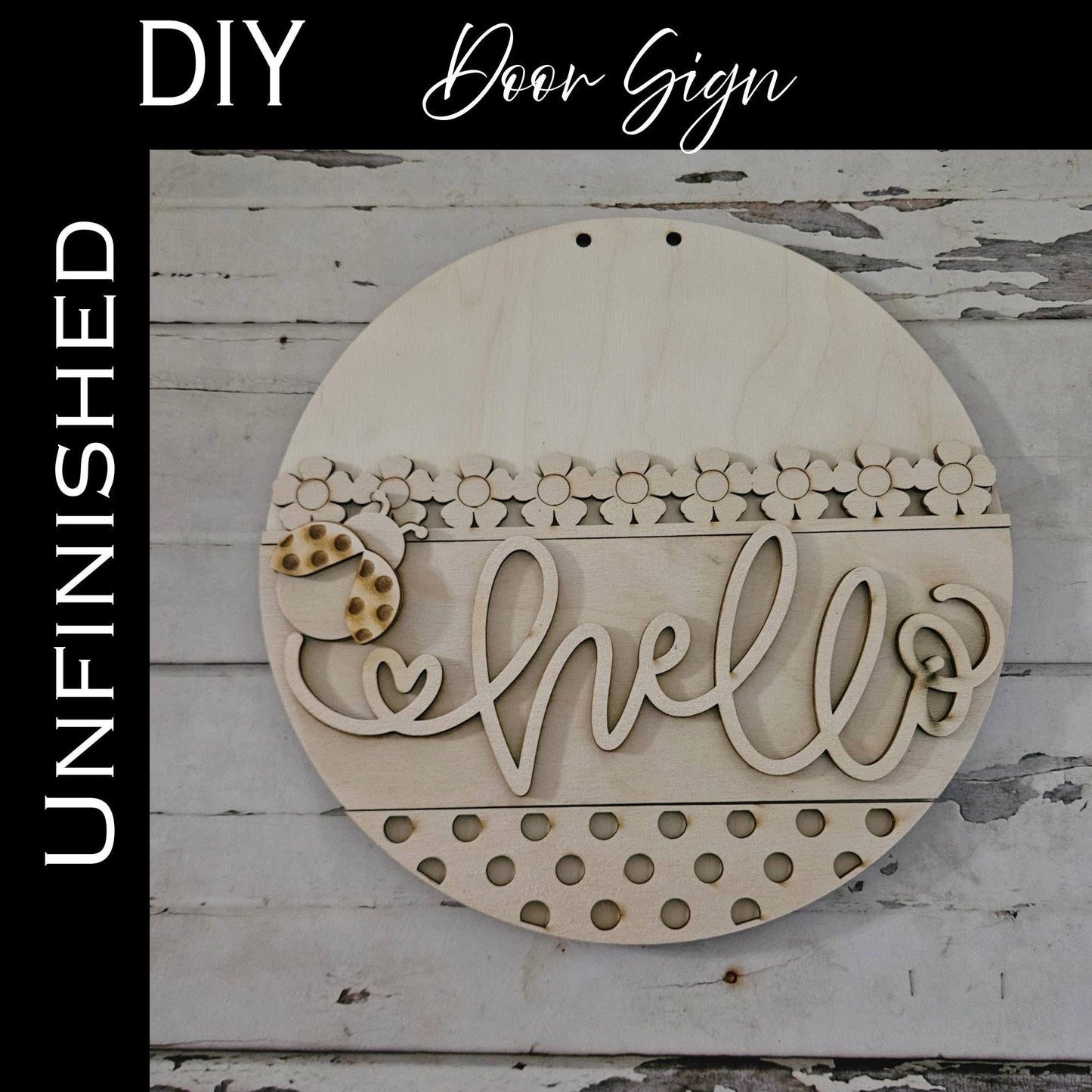 DIY Ladybug door sign, Make your own summer door round