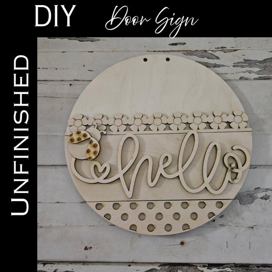 DIY Ladybug door sign, Make your own summer door round