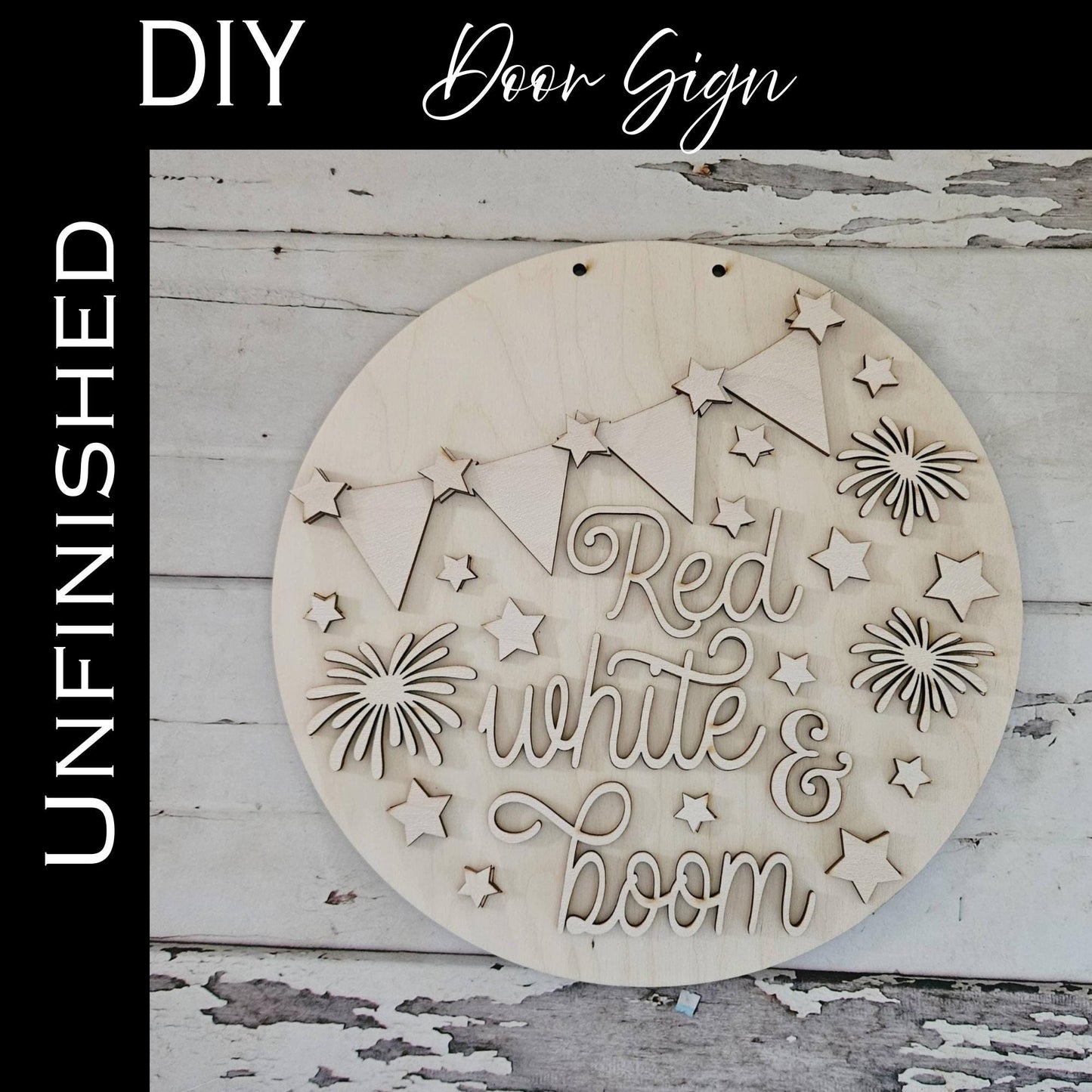 DIY 4th of July Door Hanger Blank | Patriotic Wood Kit