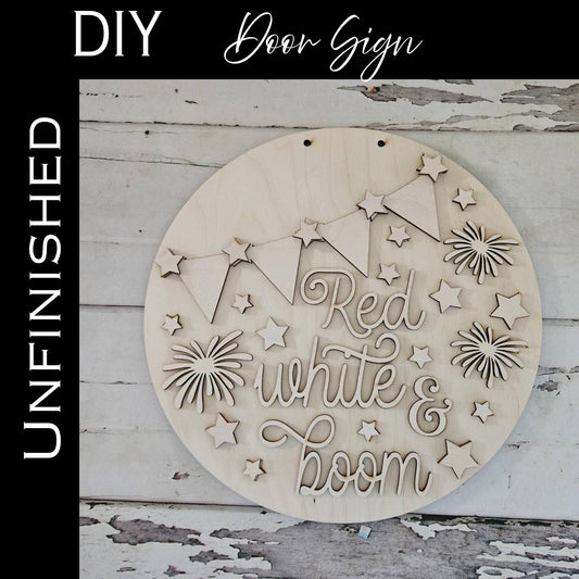 DIY 4th of July Door Hanger Blank | Patriotic Wood Kit
