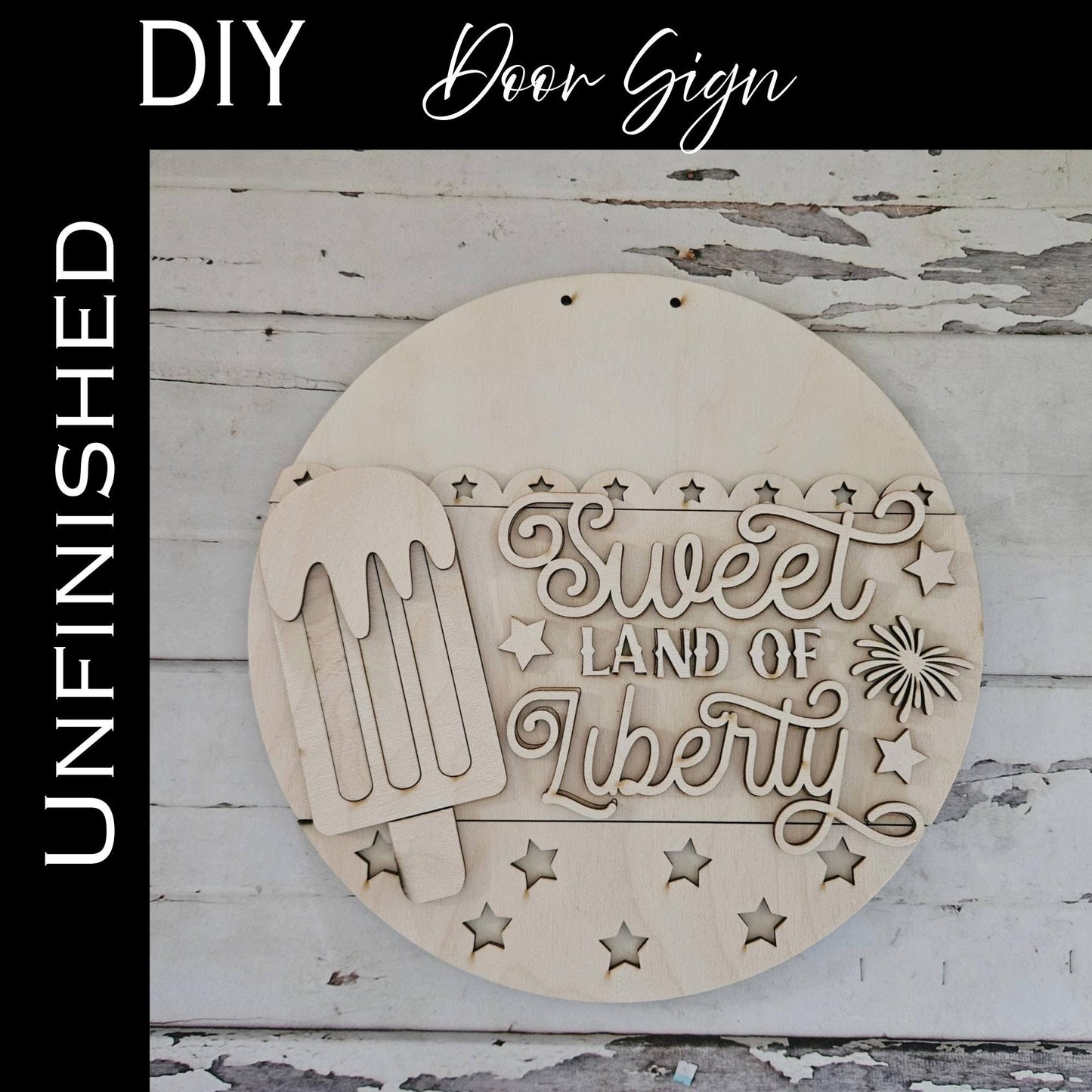 DIY 4th of July Door Hanger Blank | Patriotic Wood Kit