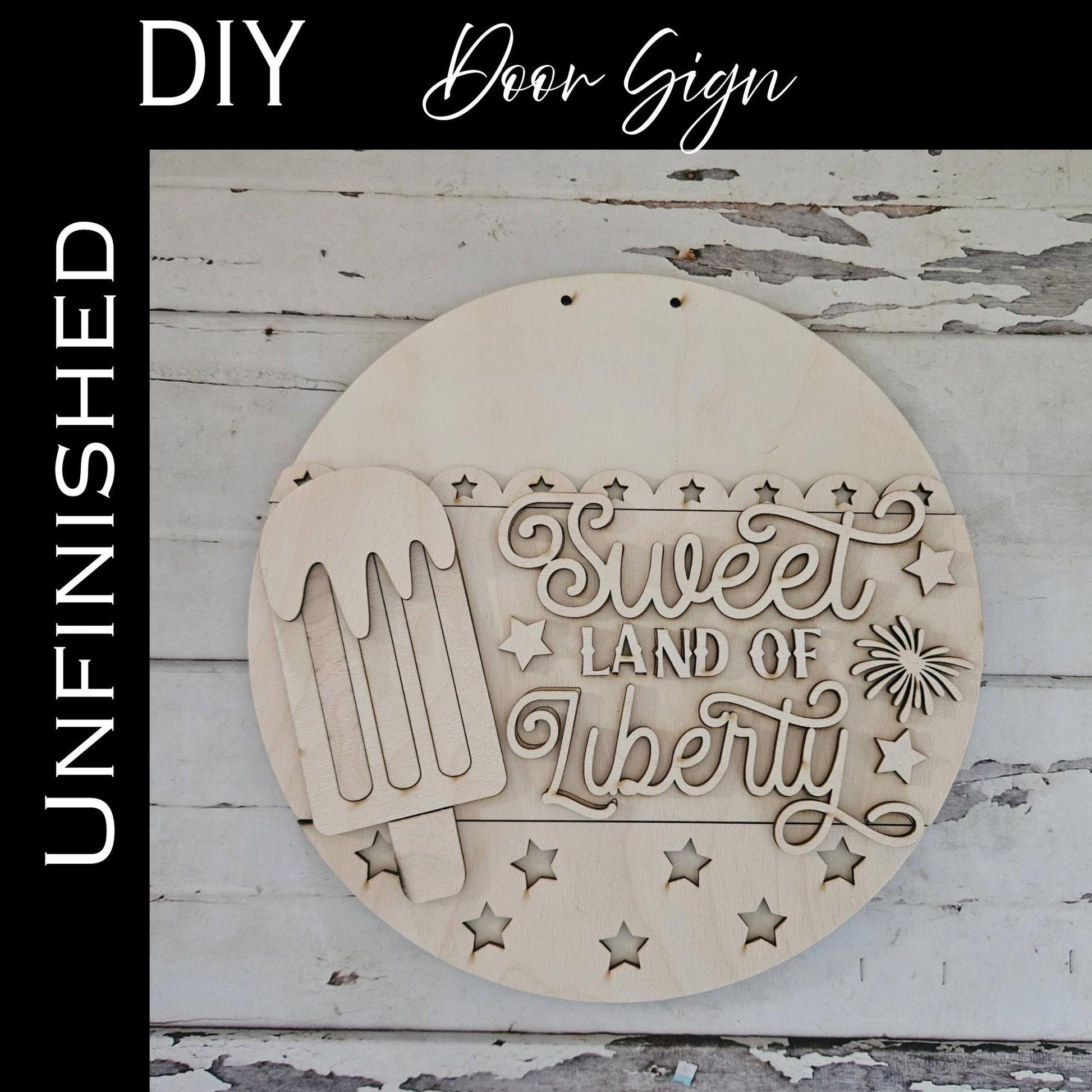 DIY 4th of July Door Hanger Blank | Patriotic Wood Kit