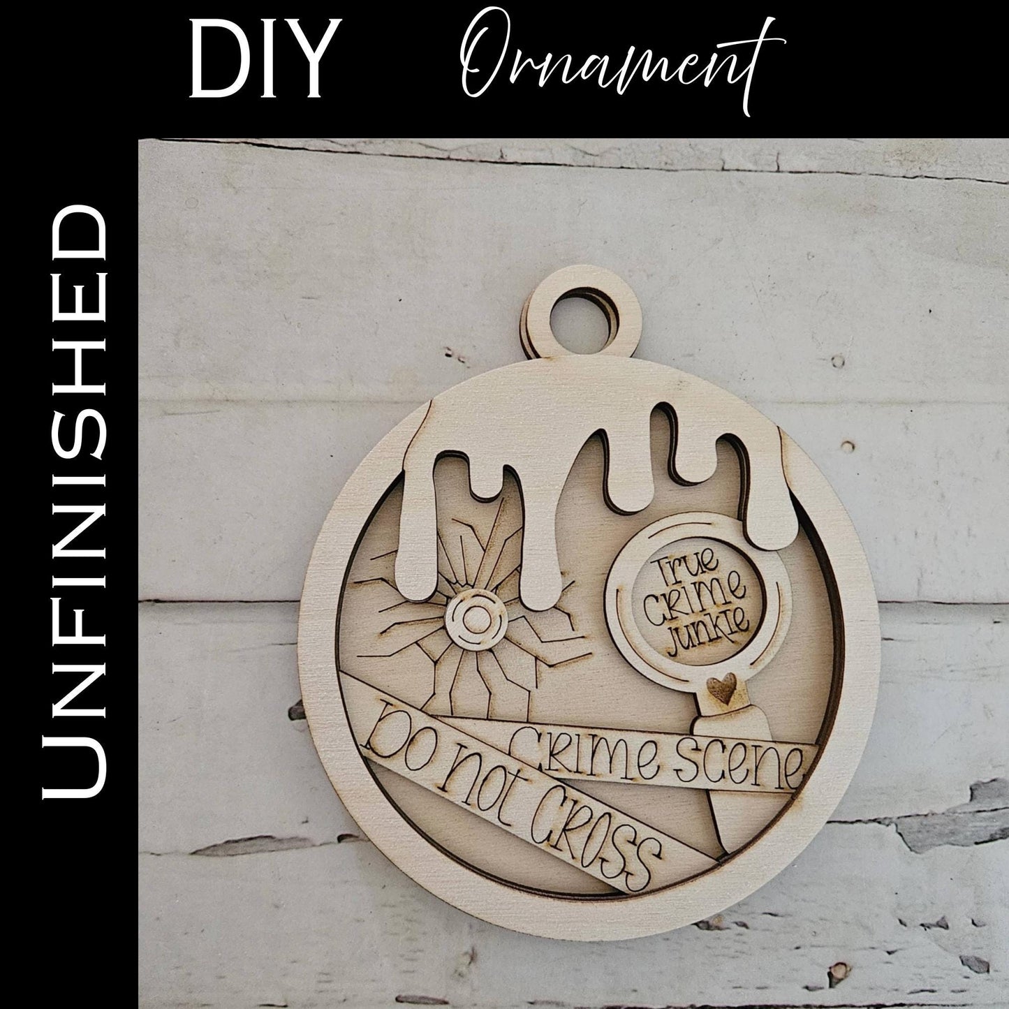DIY Crime Scene blank ornament, Make your own Christmas ornaments